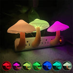 Auto sensor LED mushroom night light plug-in warm bedroom lamp