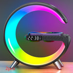 G shaped LED lamp with wireless charging pad on top surface