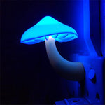 Warm white LED mushroom night lamp with automatic light sensor